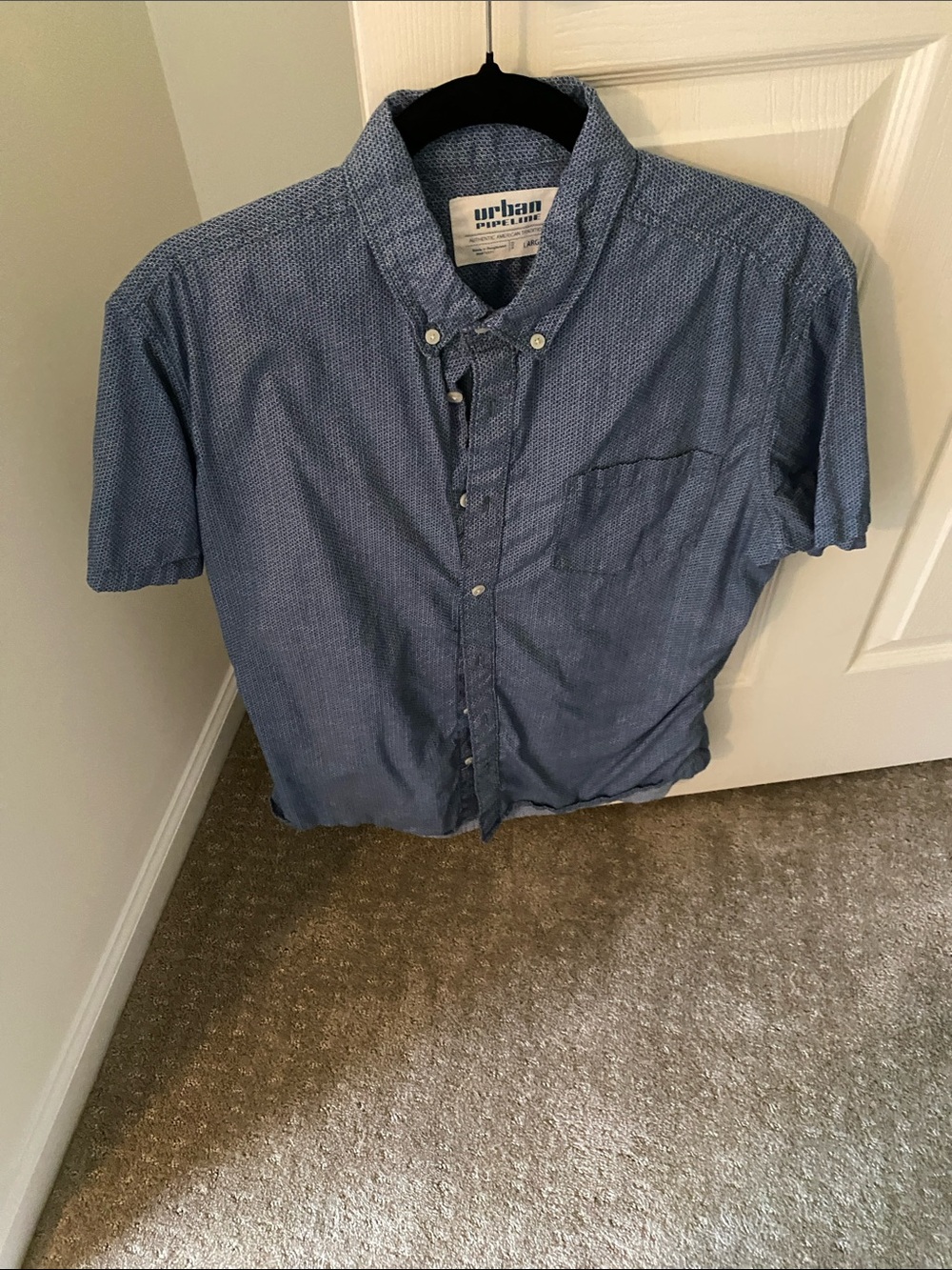 urban pipeline Blue Short-Sleeve Button-Down Shirt